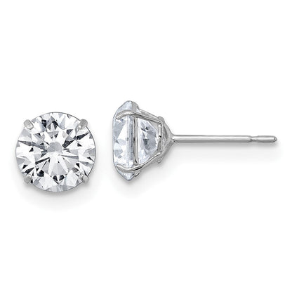 10K Weißgold Poliert 6.00mm Rund Zirkonia Ohrstecker