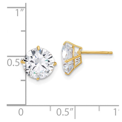 10K Gelbgold 10K Poliert 8mm Zirkonia Ohrstecker
