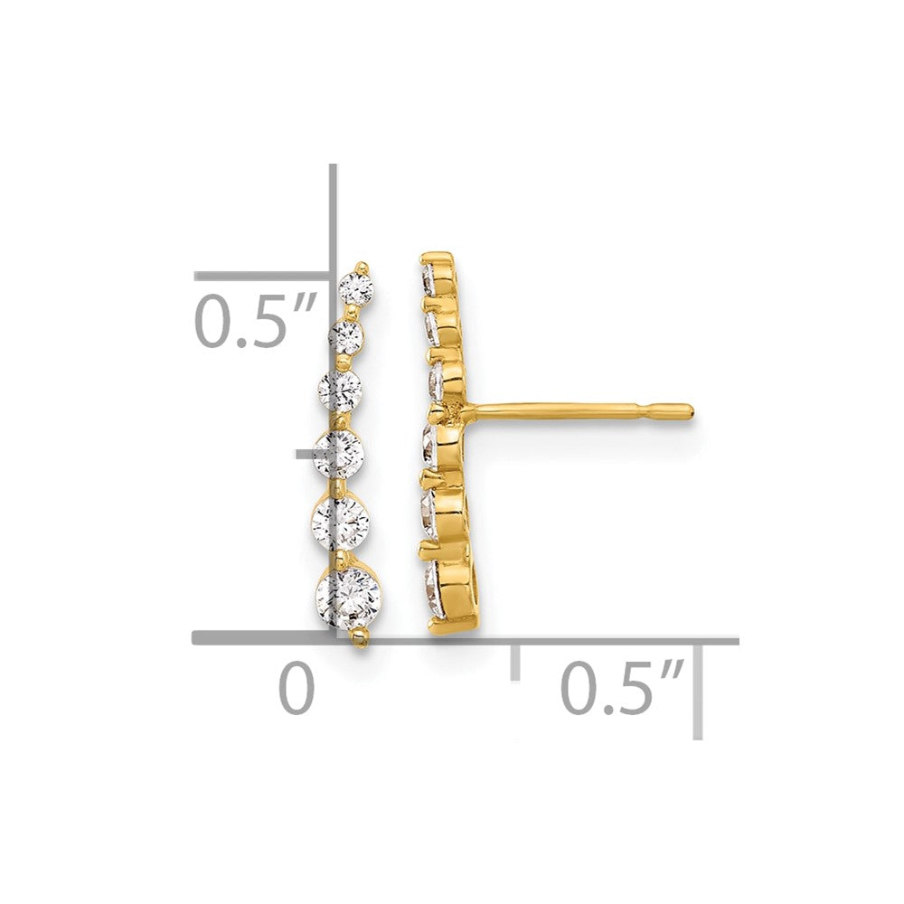 10K Gelbgold 10K Poliert Gebogen Stab Zirkonia Ohrstecker