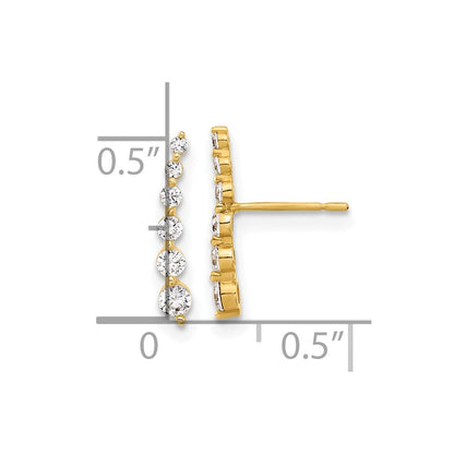10K Gelbgold 10K Poliert Gebogen Stab Zirkonia Ohrstecker