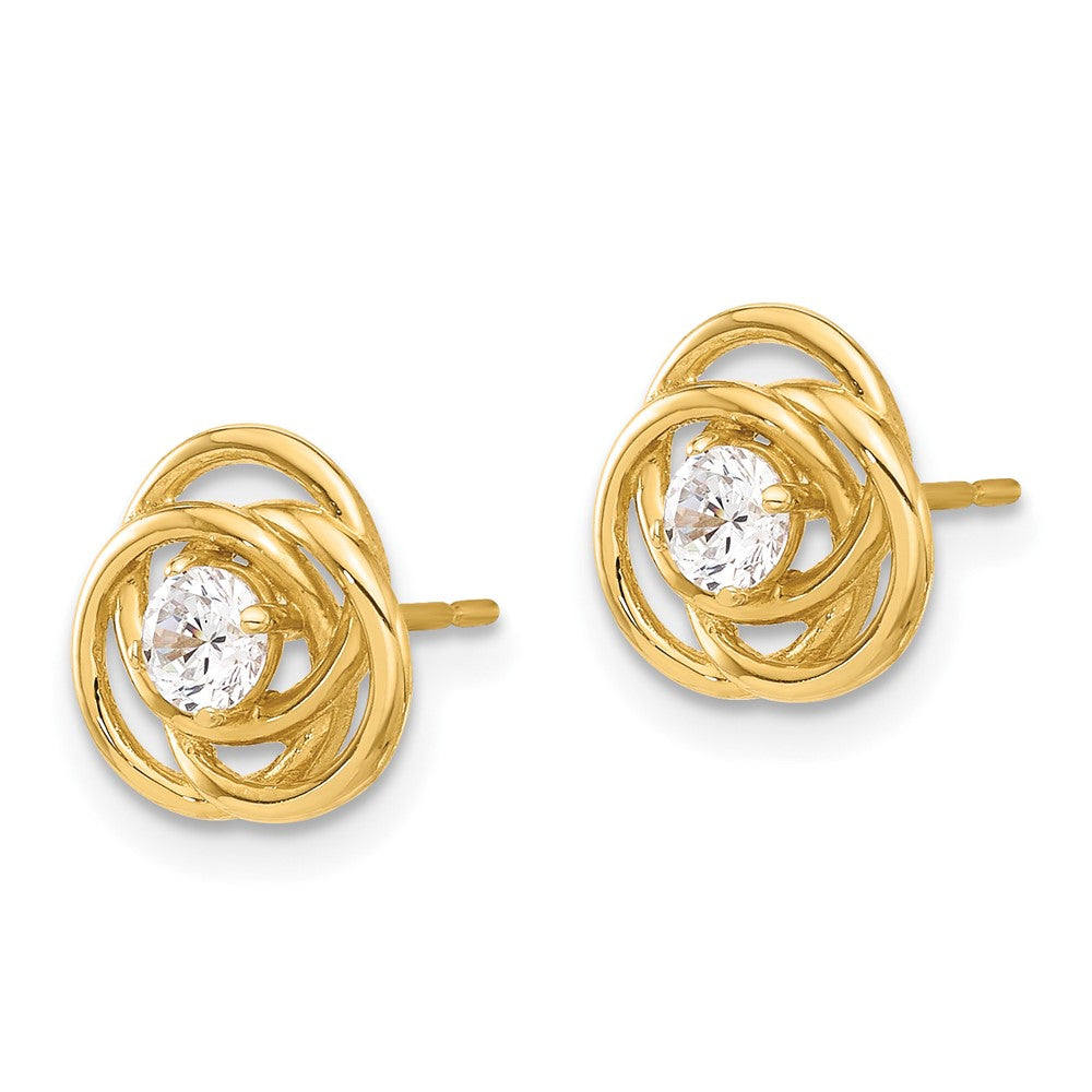 10K Gelbgold 10K Poliert Liebe Knoten Zirkonia Ohrstecker