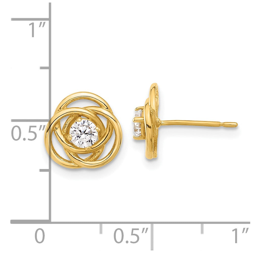10K Gelbgold 10K Poliert Liebe Knoten Zirkonia Ohrstecker