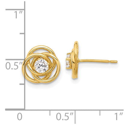 10K Gelbgold 10K Poliert Liebe Knoten Zirkonia Ohrstecker