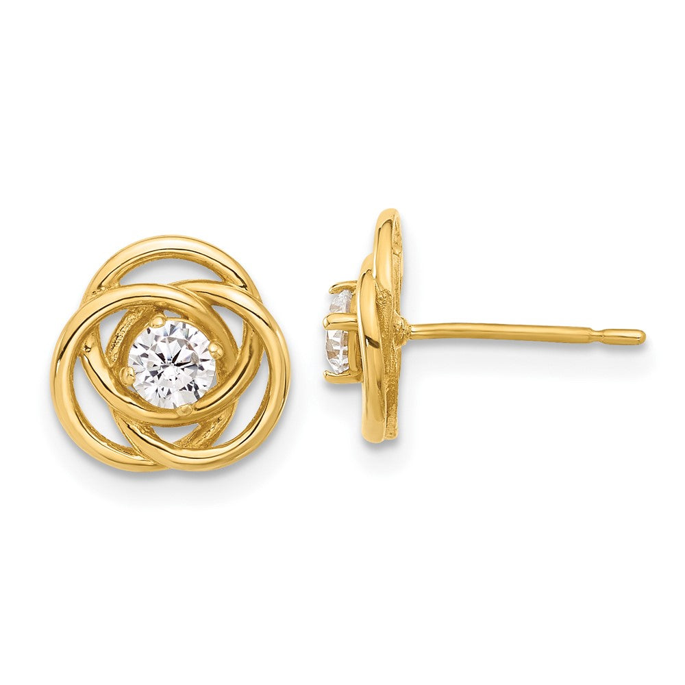 10K Gelbgold 10K Poliert Liebe Knoten Zirkonia Ohrstecker