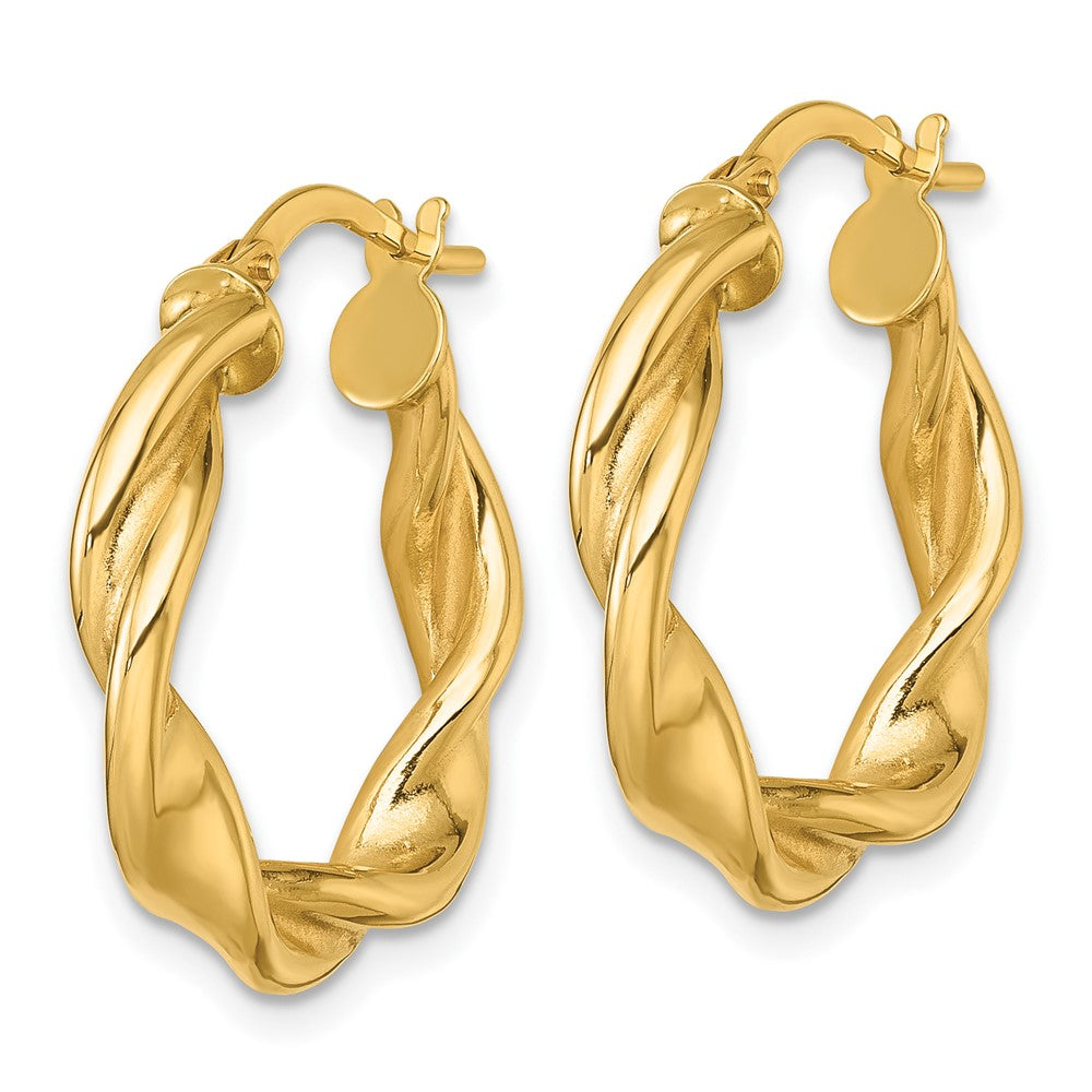 10K Gelbgold 10K Poliert Gedreht 4.00 X 22mm Röhre Creolen
