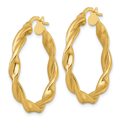 10K Gelbgold 10K Poliert Gedreht 4.00 X 32mm Röhre Creolen