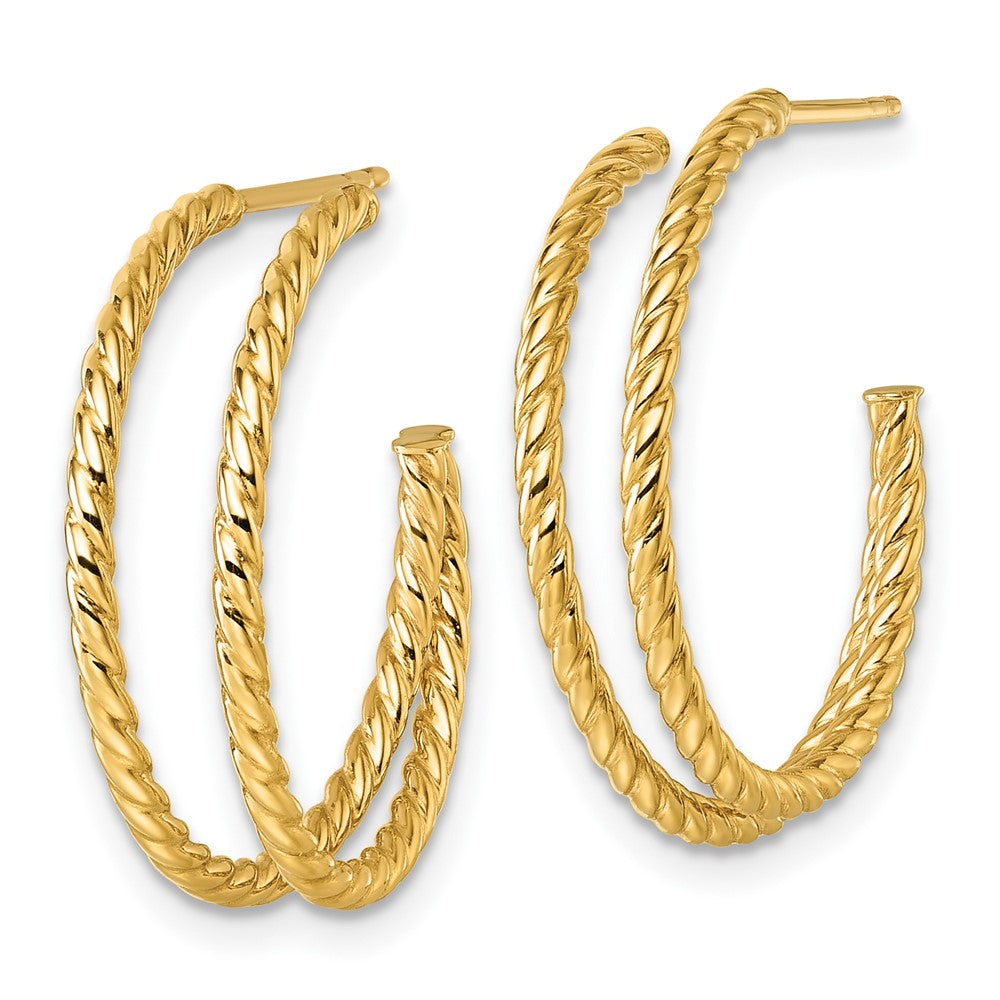 10K Gelbgold 10K Poliert Doppelt Strang Gedreht C-hoop Ohrstecker