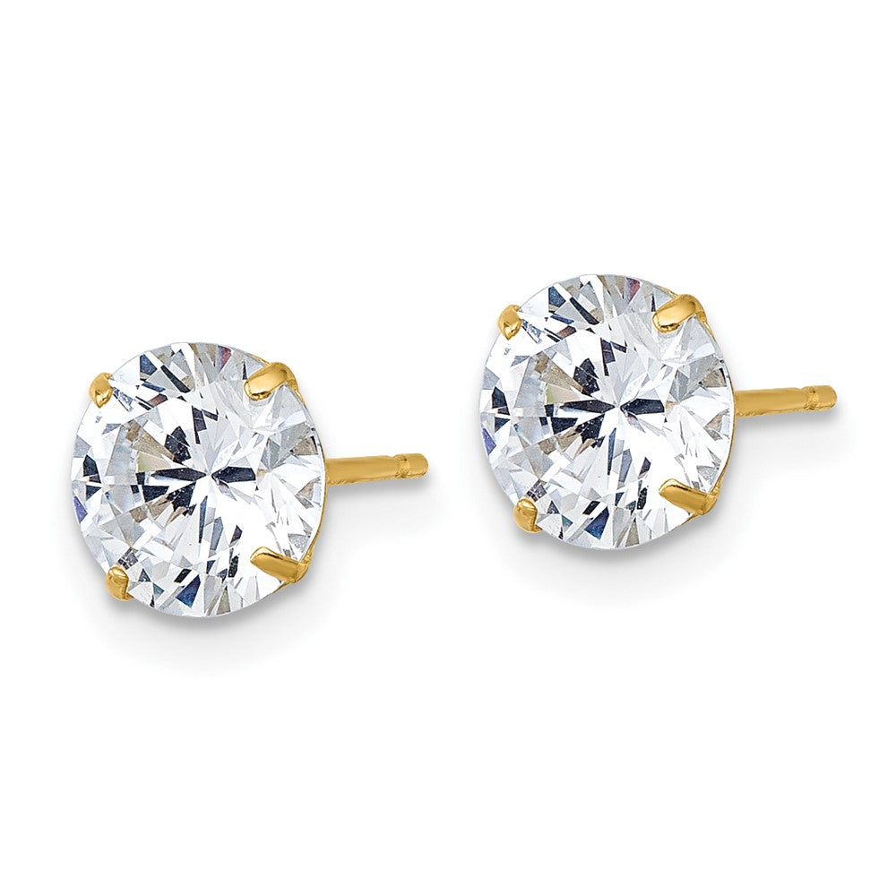 10K Gelbgold Poliert 7.00mm Rund Zirkonia Ohrstecker