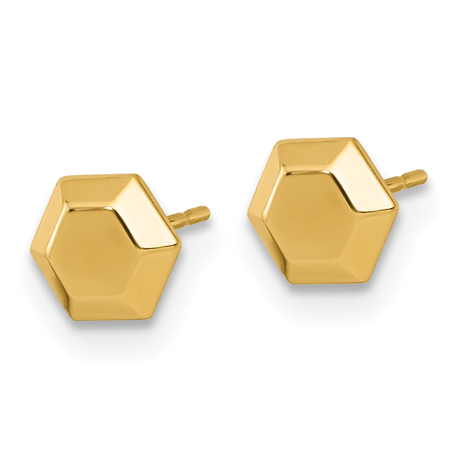 10K Gelbgold Poliert Hexagon Ohrstecker