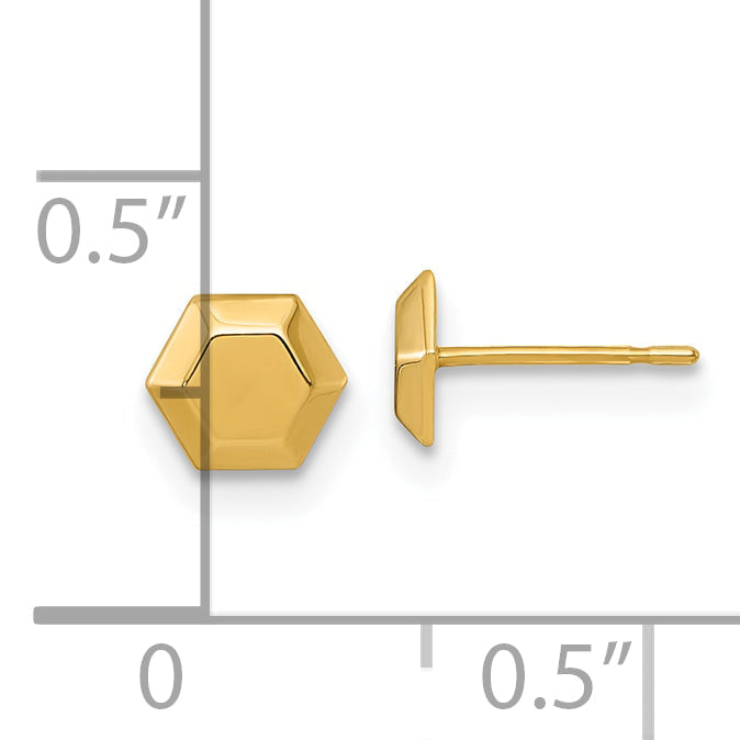 10K Gelbgold Poliert Hexagon Ohrstecker