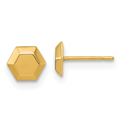 10K Gelbgold Poliert Hexagon Ohrstecker