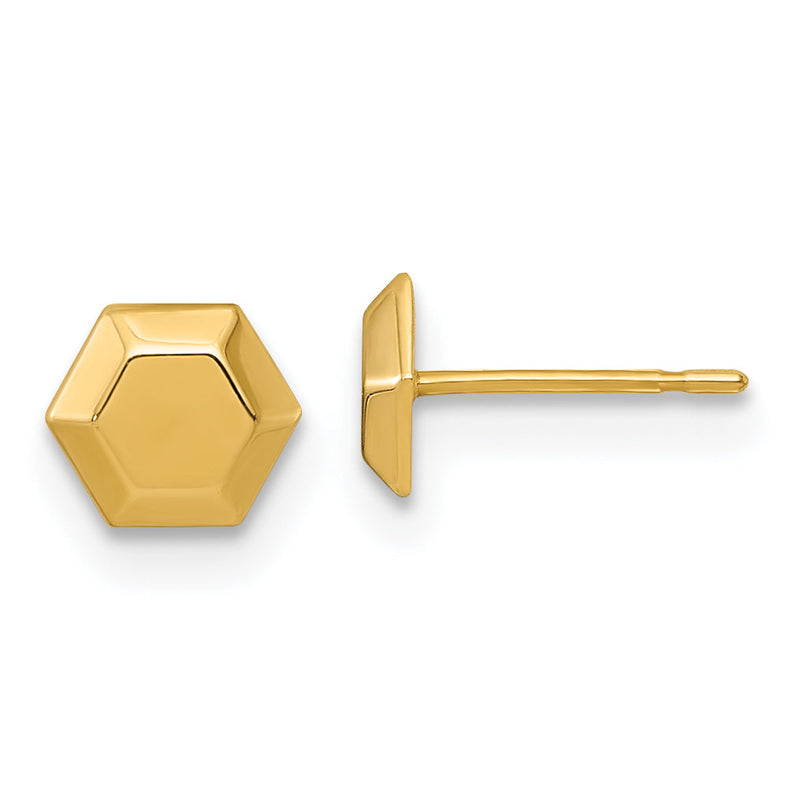 10K Gelbgold Poliert Hexagon Ohrstecker