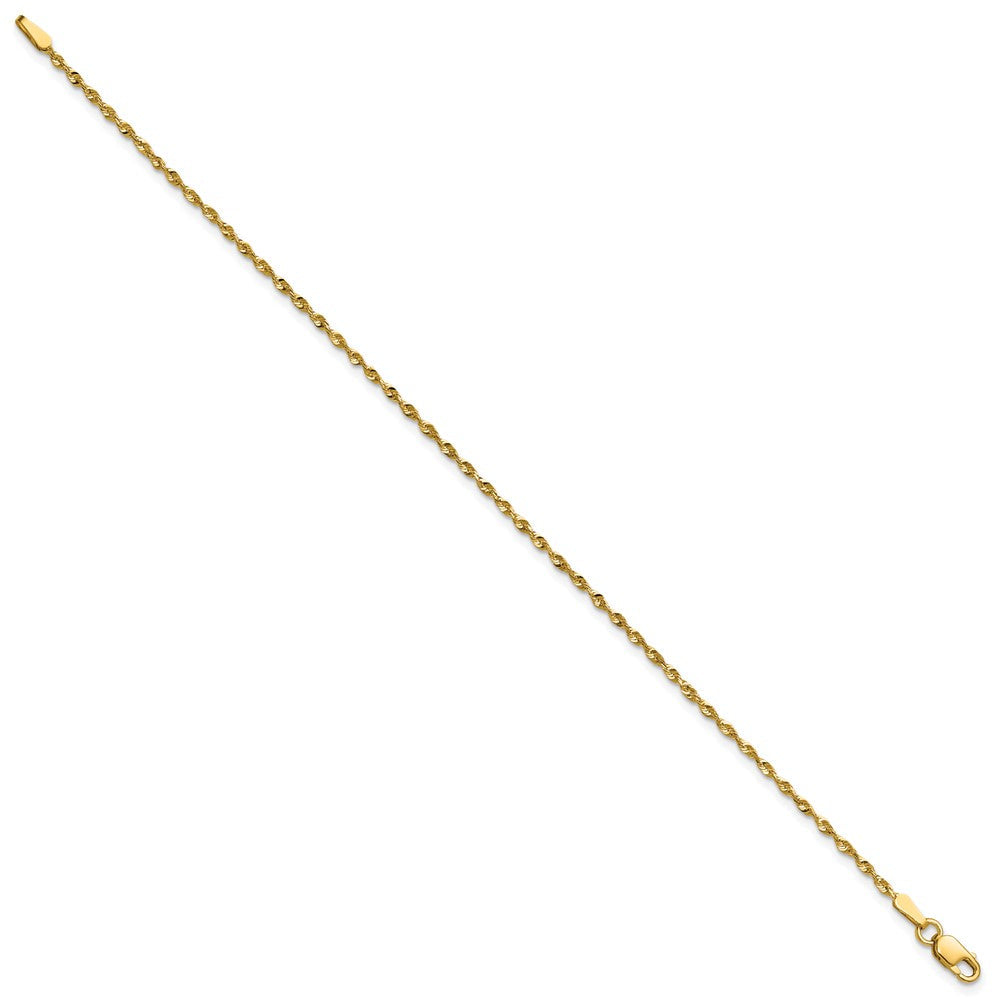 10K Gelbgold 1.5mm Extra-light Diamantiert Kordel Kette Fußkettchen