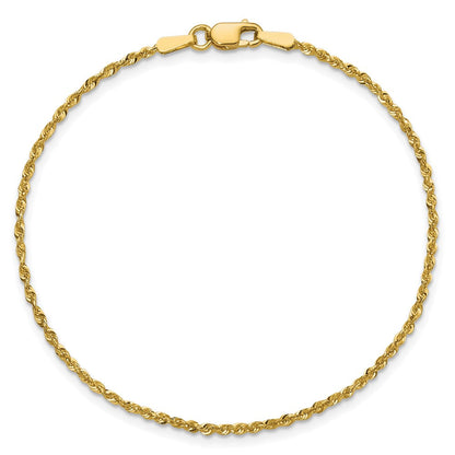 10K Gelbgold 1.5mm Extra-light Diamantiert Kordel Kette Fußkettchen