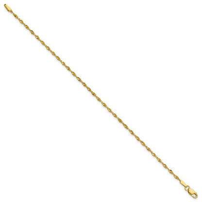 10K Gelbgold 1.8mm Extra-light Diamantiert Kordel Gliederarmband