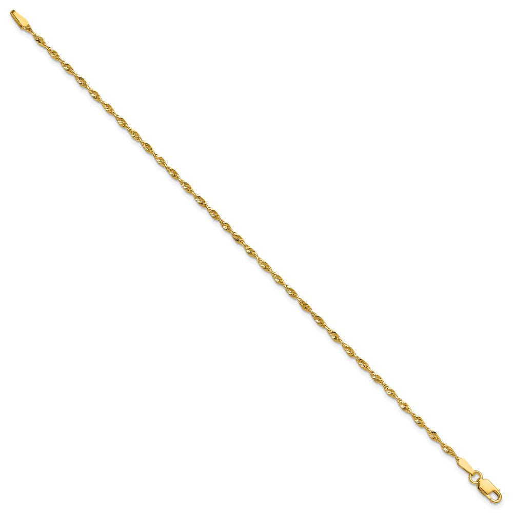 10K Gelbgold 1.8mm Extra-light Diamantiert Kordel Kette Fußkettchen
