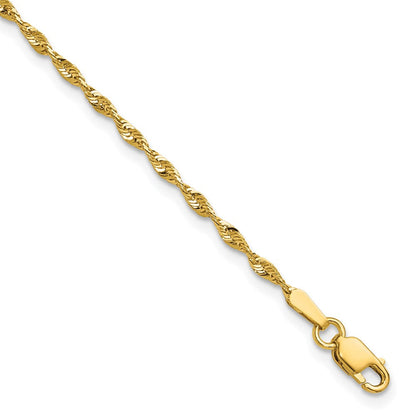 10K Gelbgold 1.8mm Extra-light Diamantiert Kordel Gliederarmband
