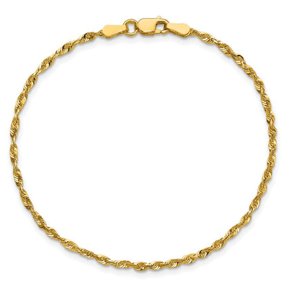 10K Gelbgold 2.0mm Extra-light Diamantiert Kordel Kette Fußkettchen