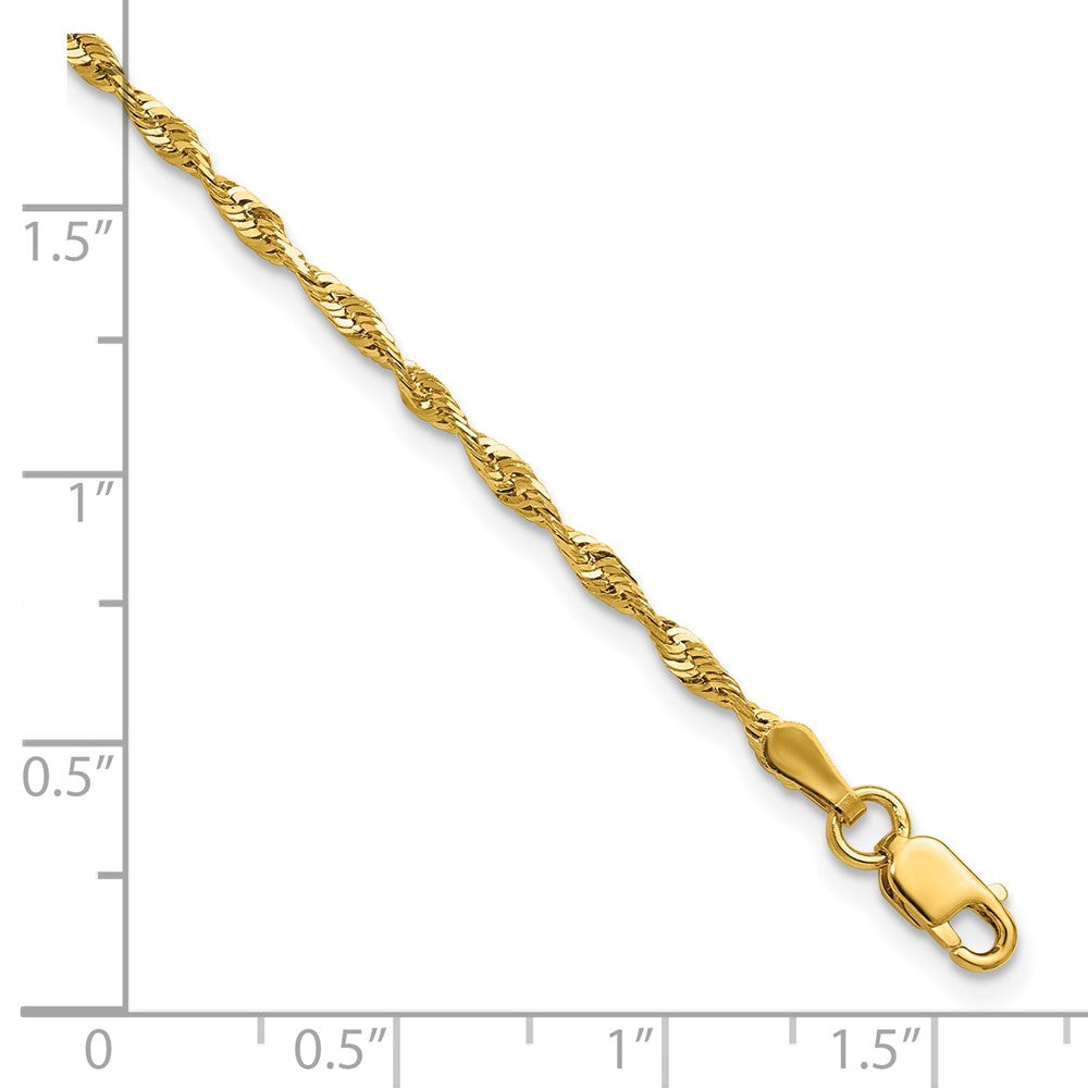 10K Gelbgold 2.0mm Extra-light Diamantiert Kordel Kette Fußkettchen