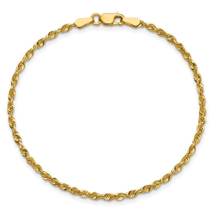 10K Gelbgold 2.25mm Extra-light Diamantiert Kordel Gliederarmband