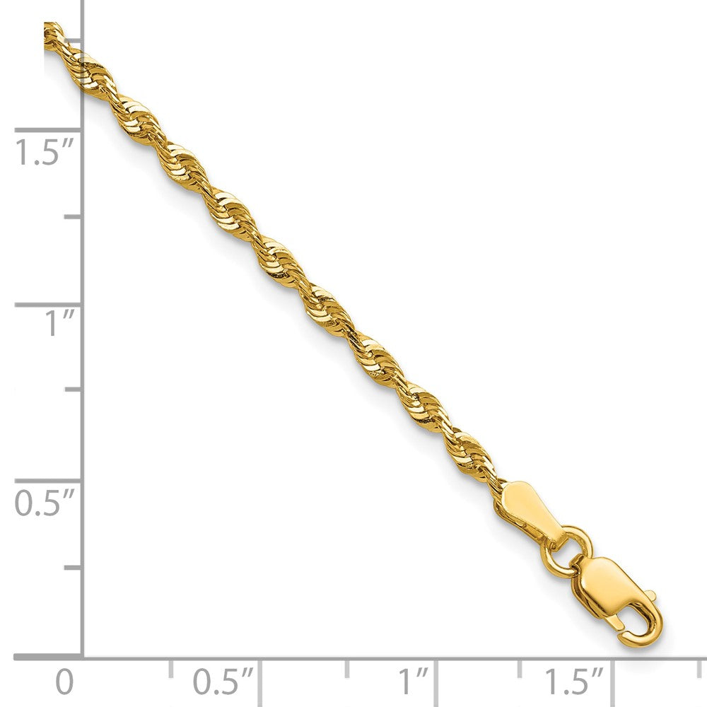 10K Gelbgold 2.25mm Extra-light Diamantiert Kordel Gliederarmband