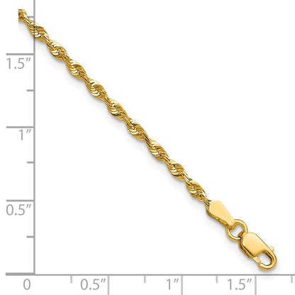 10K Gelbgold 2.25mm Extra-light Diamantiert Kordel Gliederarmband