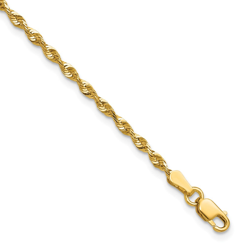 10K Gelbgold 2.25mm Extra-light Diamantiert Kordel Gliederarmband