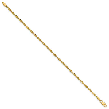 10K Gelbgold 2.50mm Extra-light Diamantiert Kordel Gliederarmband