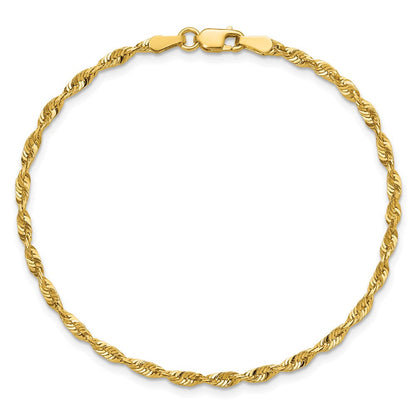 10K Gelbgold 2.50mm Extra-light Diamantiert Kordel Gliederarmband