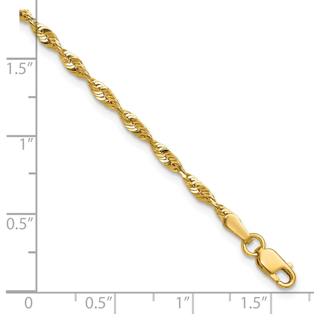10K Gelbgold 2.50mm Extra-light Diamantiert Kordel Gliederarmband