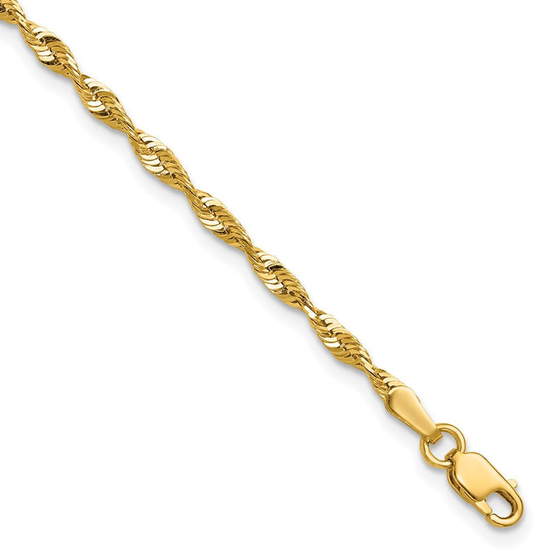 10K Gelbgold 2.50mm Extra-light Diamantiert Kordel Gliederarmband