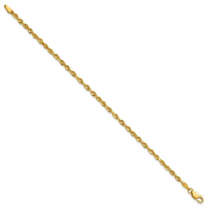 10K Gelbgold 2.75mm Extra-light Diamantiert Kordel Gliederarmband