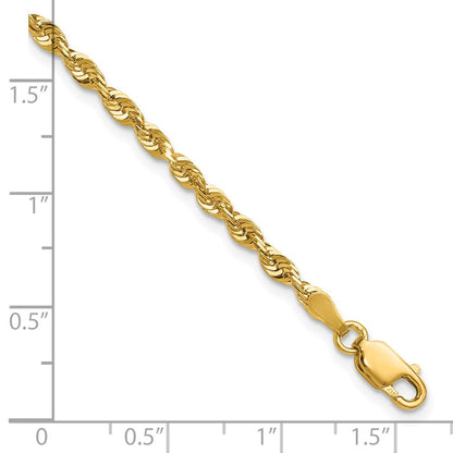 10K Gelbgold 2.75mm Extra-light Diamantiert Kordel Gliederarmband
