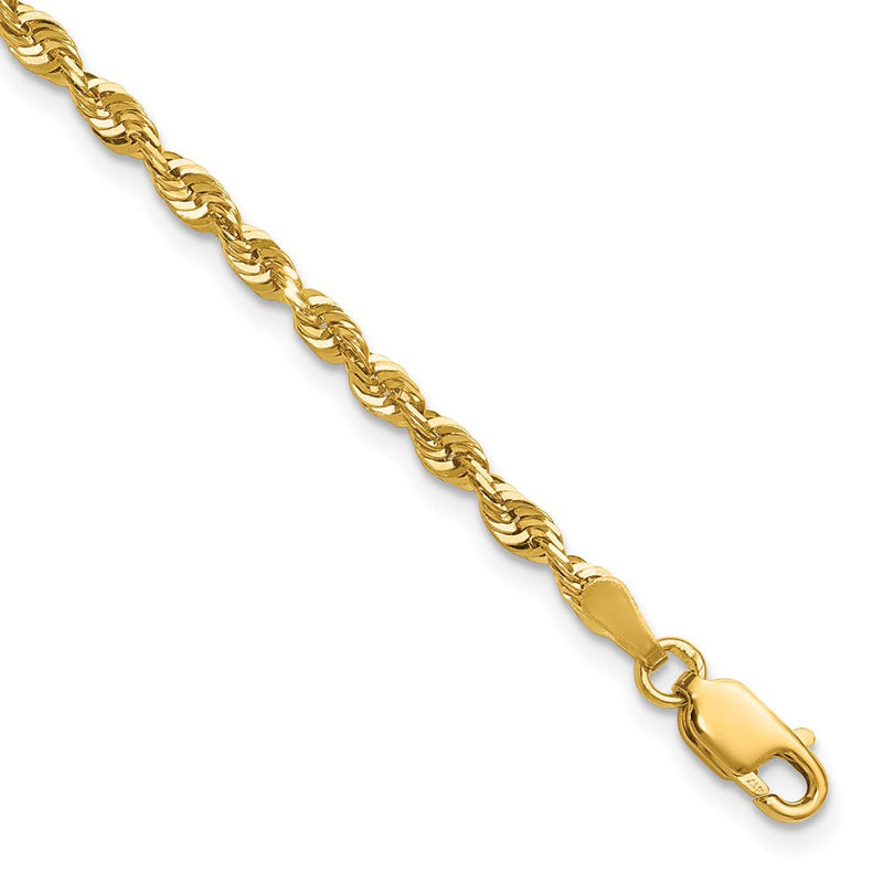 10K Gelbgold 2.75mm Extra-light Diamantiert Kordel Gliederarmband