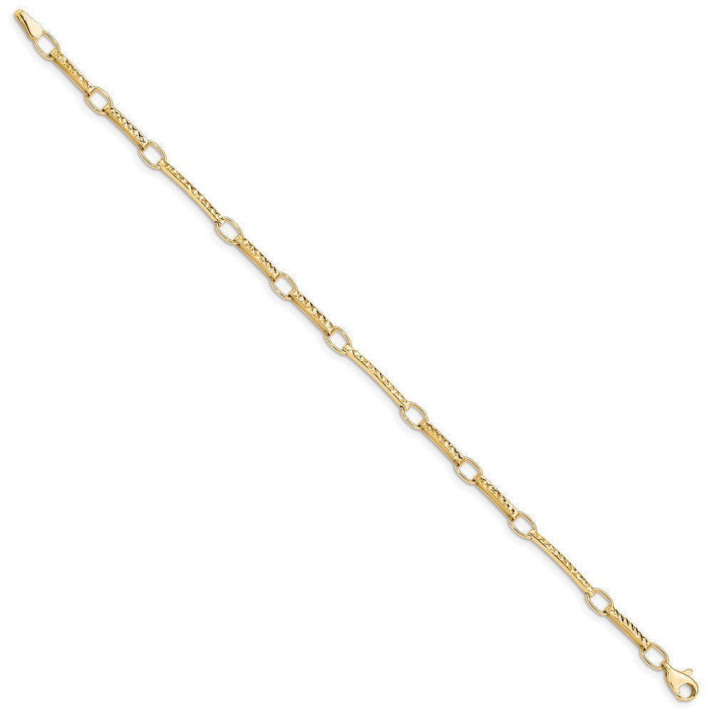 10K Gelbgold Poliert und Strukturiert Fantasieglieder Gliederarmband