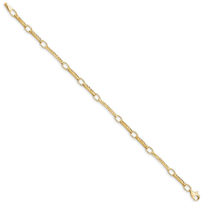 10K Gelbgold Poliert und Strukturiert Fantasieglieder Gliederarmband