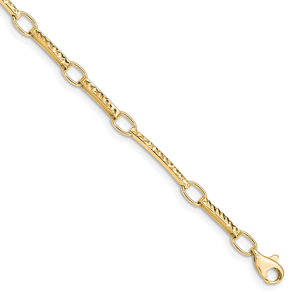 10K Gelbgold Poliert und Strukturiert Fantasieglieder Gliederarmband