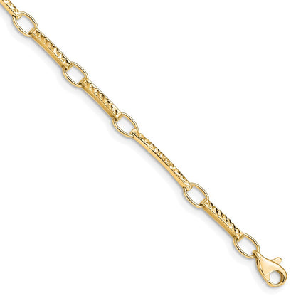 10K Gelbgold Poliert und Strukturiert Fantasieglieder Gliederarmband