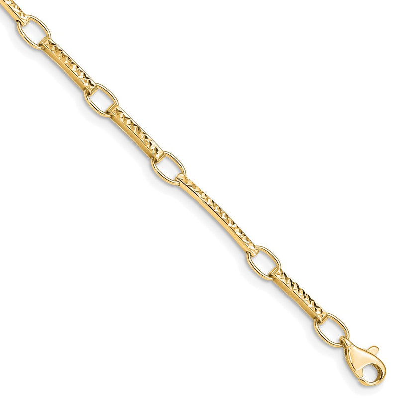 10K Gelbgold Poliert und Strukturiert Fantasieglieder Gliederarmband