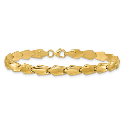 10K Gelbgold Poliert und Satiniert Fantasieglieder Gliederarmband