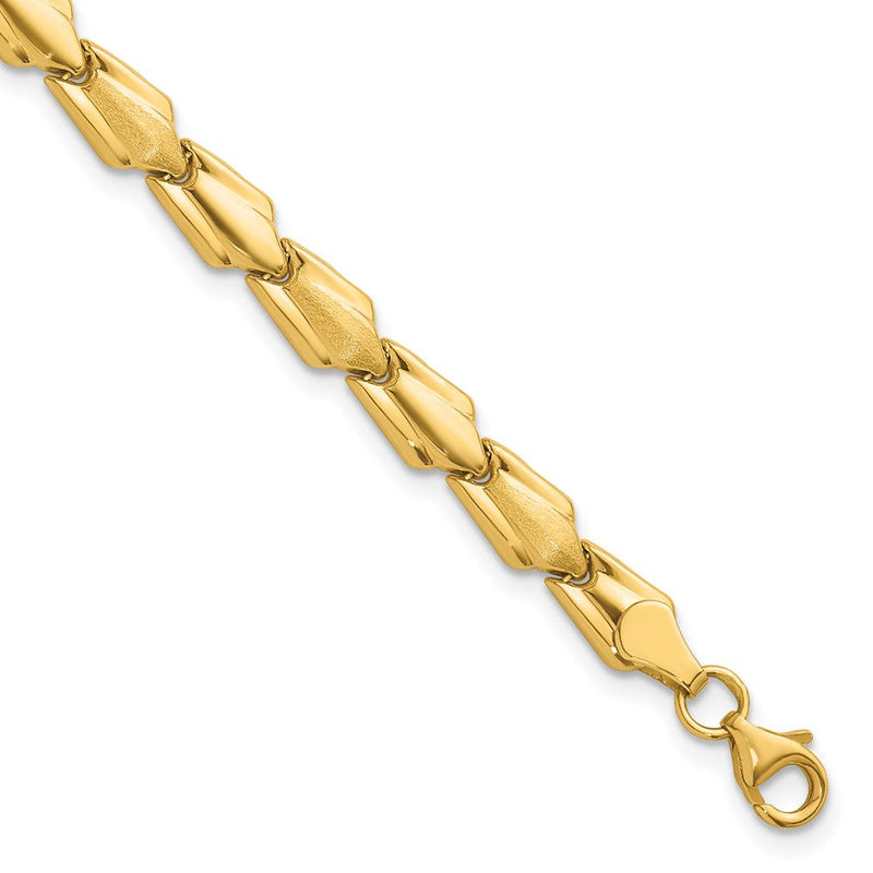 10K Gelbgold Poliert und Satiniert Fantasieglieder Gliederarmband