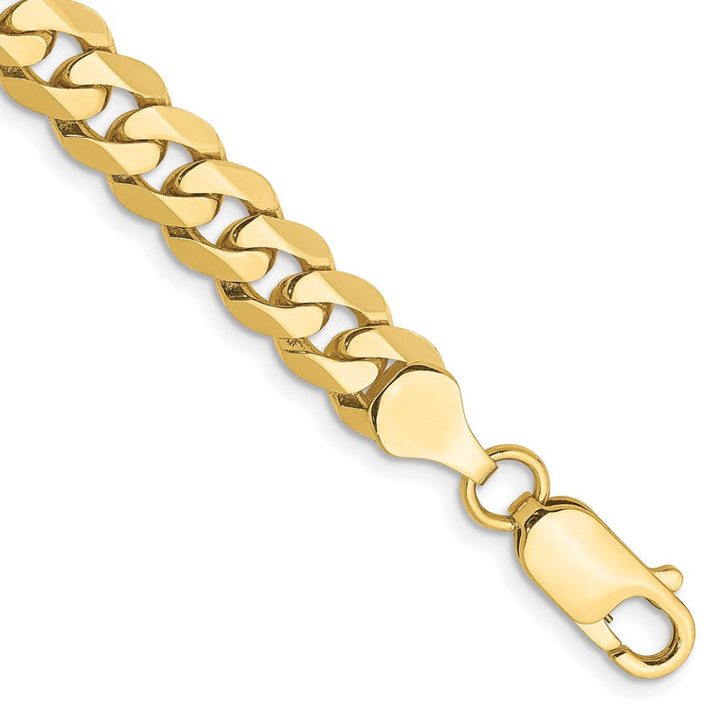 10K Gelbgold 6.75mm Flach Abgeschrägt Panzer Gliederarmband