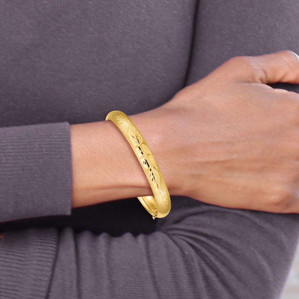 10K Gelbgold 5/16 Florentinisch Graviert Klappbar Armreif Armband