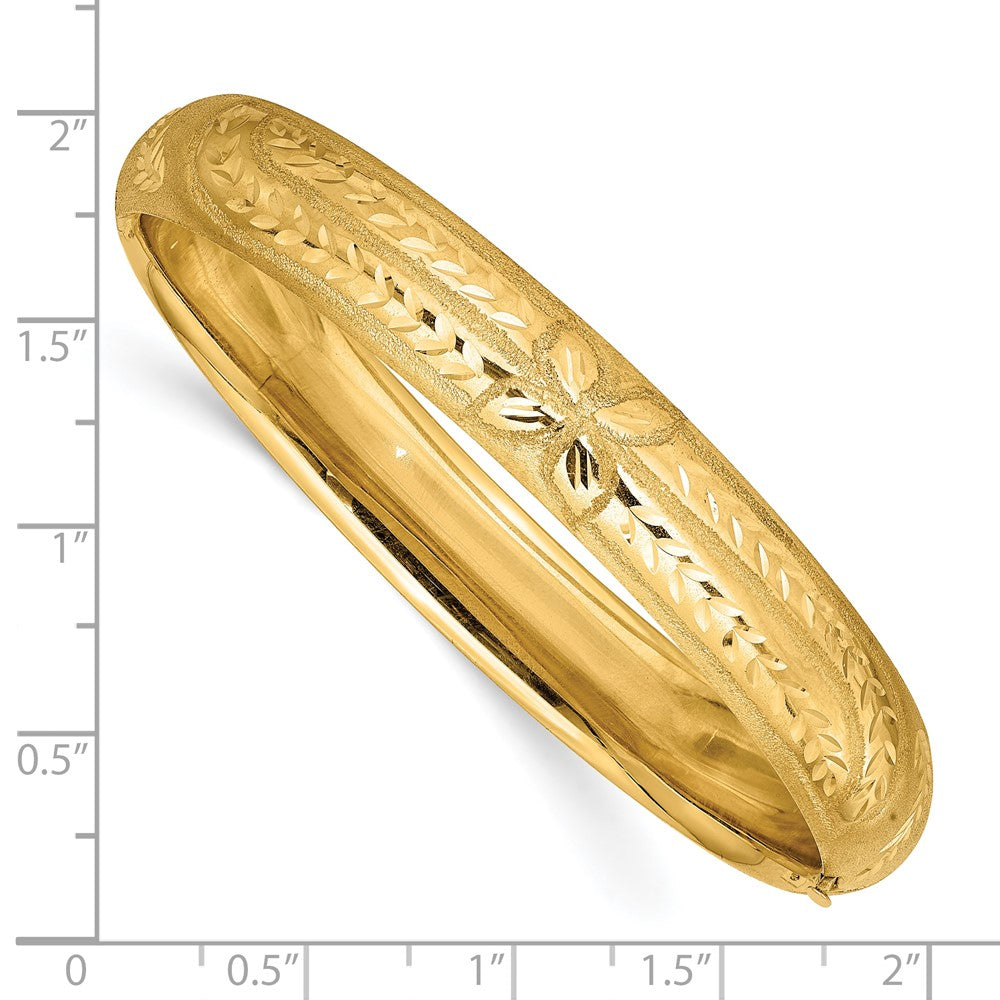 10K Gelbgold 7/16 Florentinisch Graviert Klappbar Armreif Armband