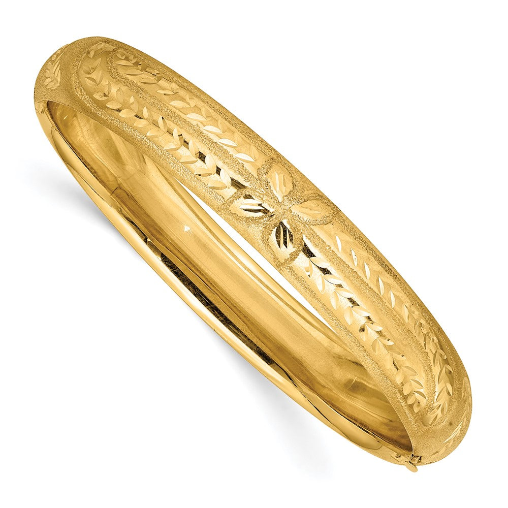 10K Gelbgold 7/16 Florentinisch Graviert Klappbar Armreif Armband