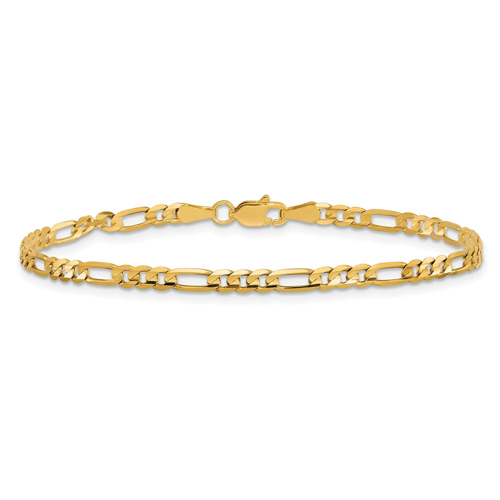 10K Gelbgold 3mm Flach Figaro Gliederarmband