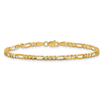 10K Gelbgold 3mm Flach Figaro Gliederarmband