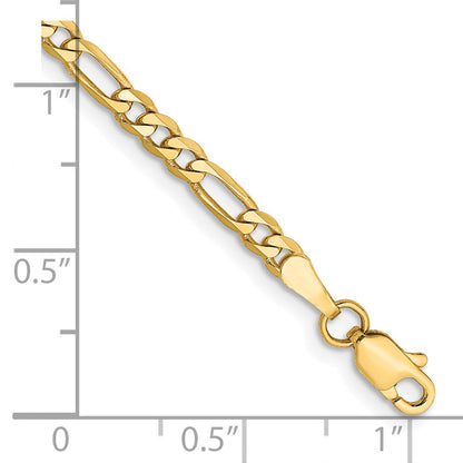 10K Gelbgold 3mm Flach Figaro Kette Fußkettchen