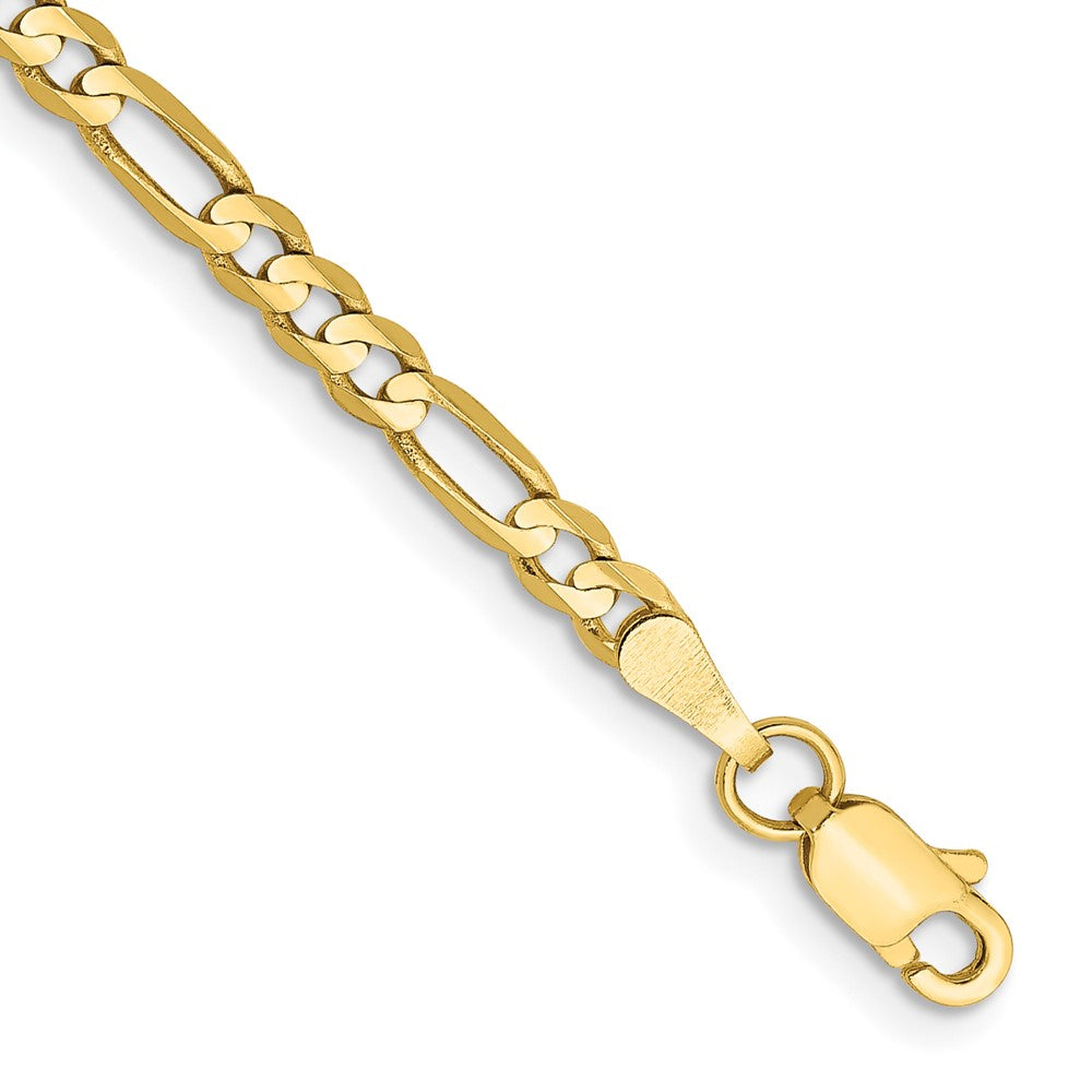 10K Gelbgold 3mm Flach Figaro Gliederarmband