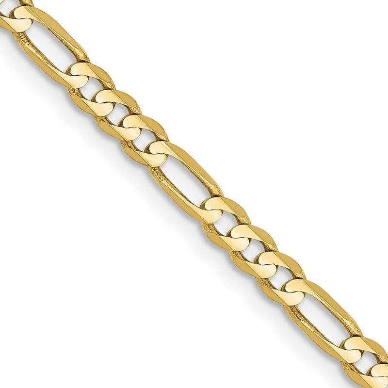 10K Gelbgold 3mm Flach Figaro Halskette